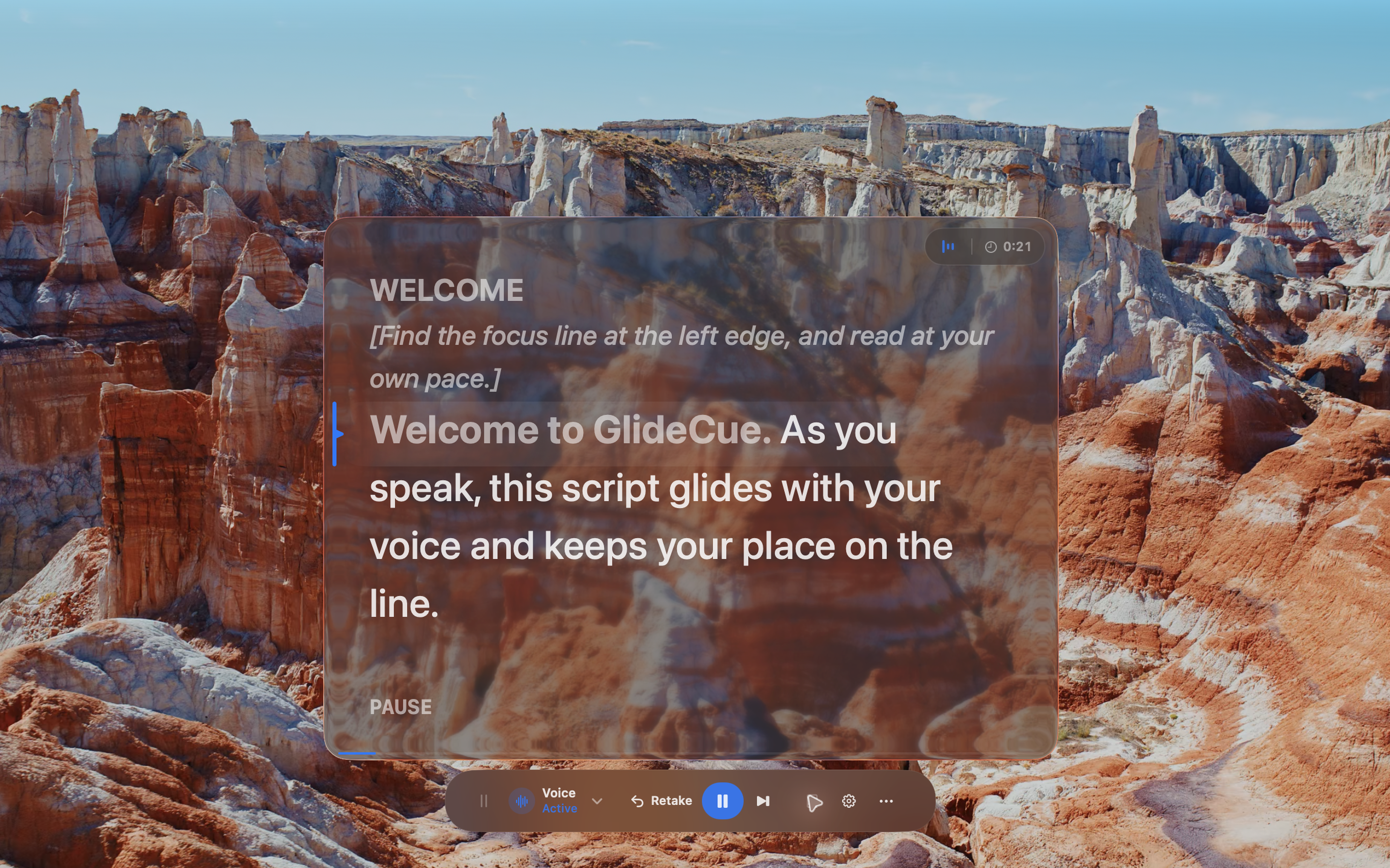 GlideCue following a script in Voice mode